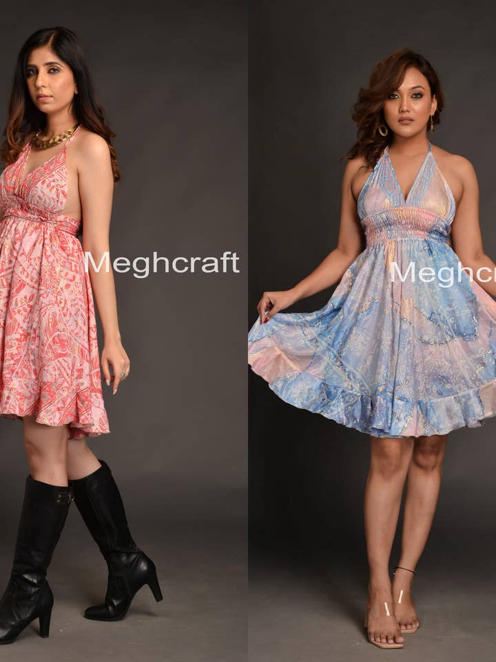 Silk Mini Dress | Bohemian Dress | Halter Dress for wholesale by Meghcraft