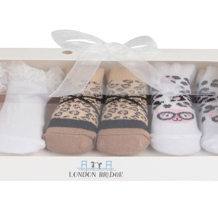 London Bridge & Maison Chic - Vente Chaussettes – bébé - Ensemble de chaussettes Lacey le léopard0