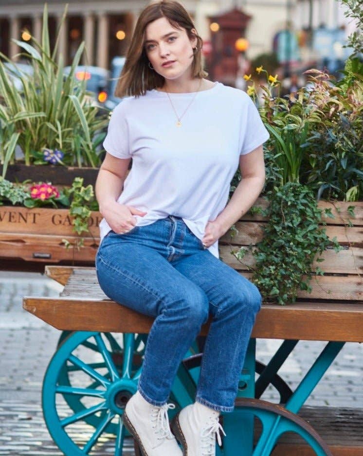 White Tencel Sustainable Tee for wholesale on Faire1