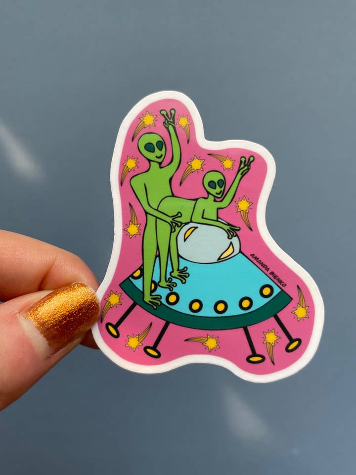 Naughty Peace Alien Space 90s Lisa Frank Vibe klistermärke/magnet för wholesale av A.J.B- art goodies