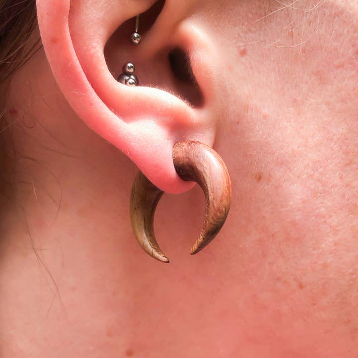 Small Double Wood Spike Faux Gauges~ Surgical Steel Wires for wholesale by Ajmer by Jodi