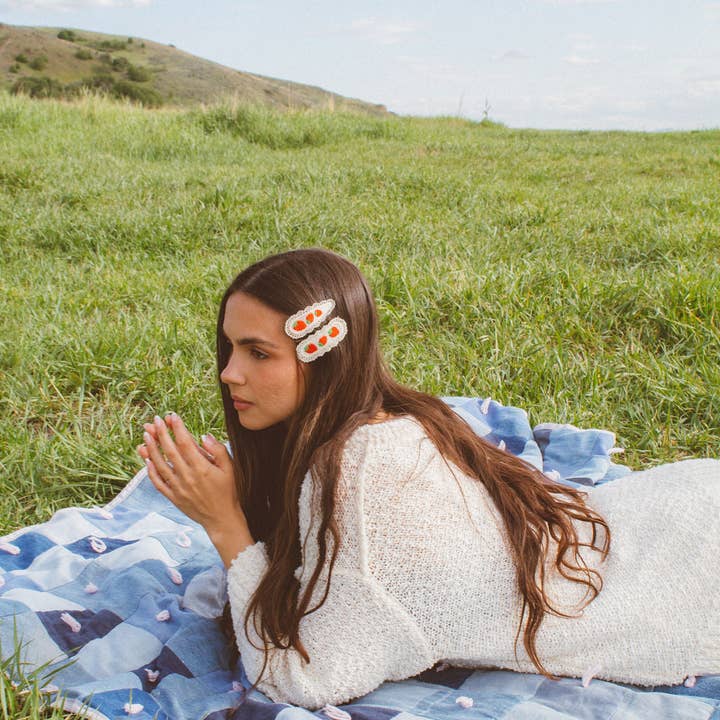 Shop Andi - Vente Pince à cheveux – femme - Lot de 2 barrettes à pression fraise2