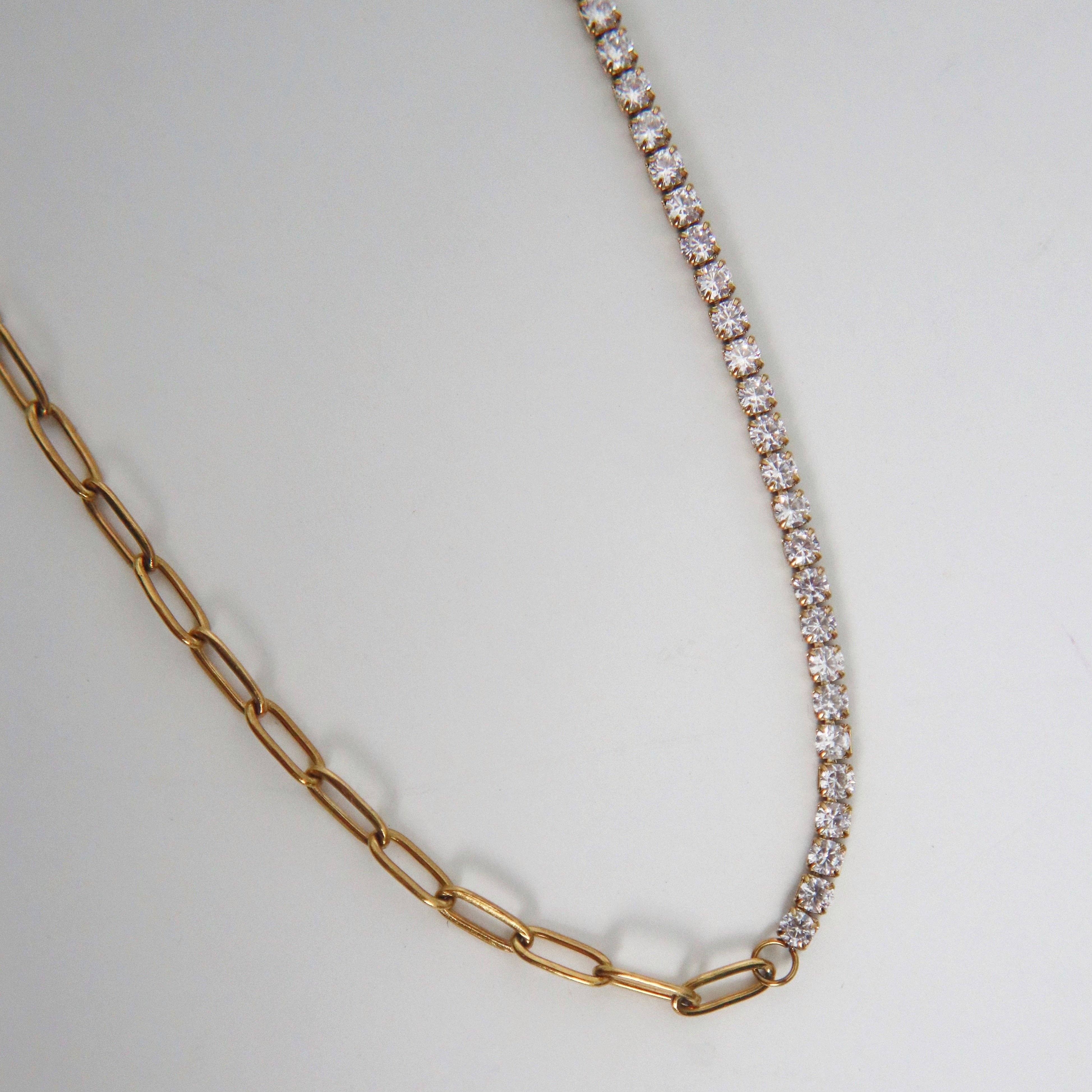 JESSA Jewelry - Wholesale Link & Chain Necklace - Celine Necklace | CZ Paperclip Necklace6