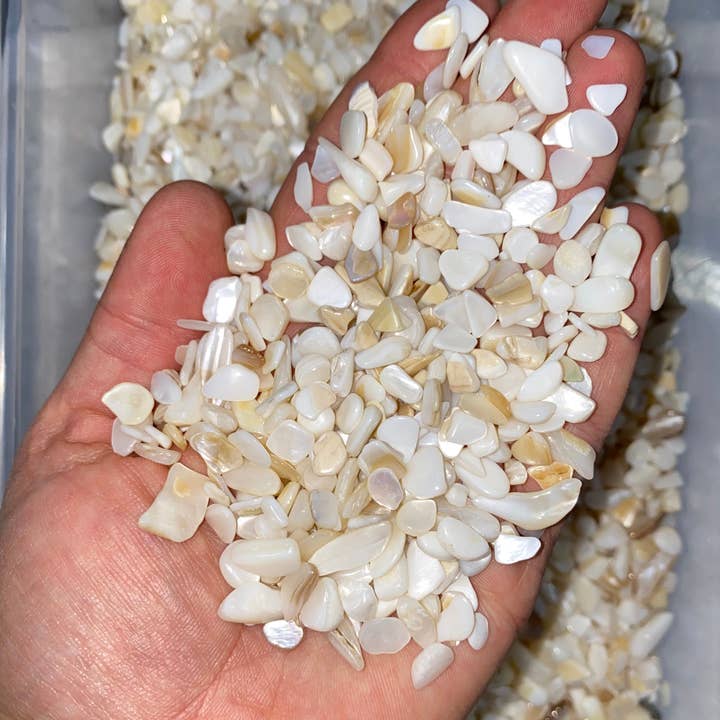New Moon Beginnings - Wholesale Spiritual Stone/Crystal - Bulk Mother of Pearl Chips (1 lb. Bag), Mother of Pearl