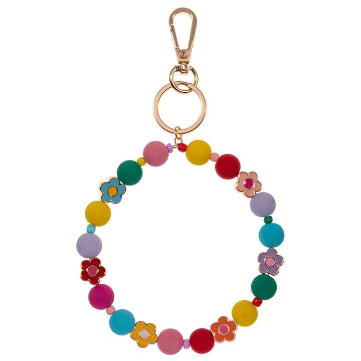 Fashion City - Wholesale Keychain - Women's - Flower with Enamel Coated Beads Keychain