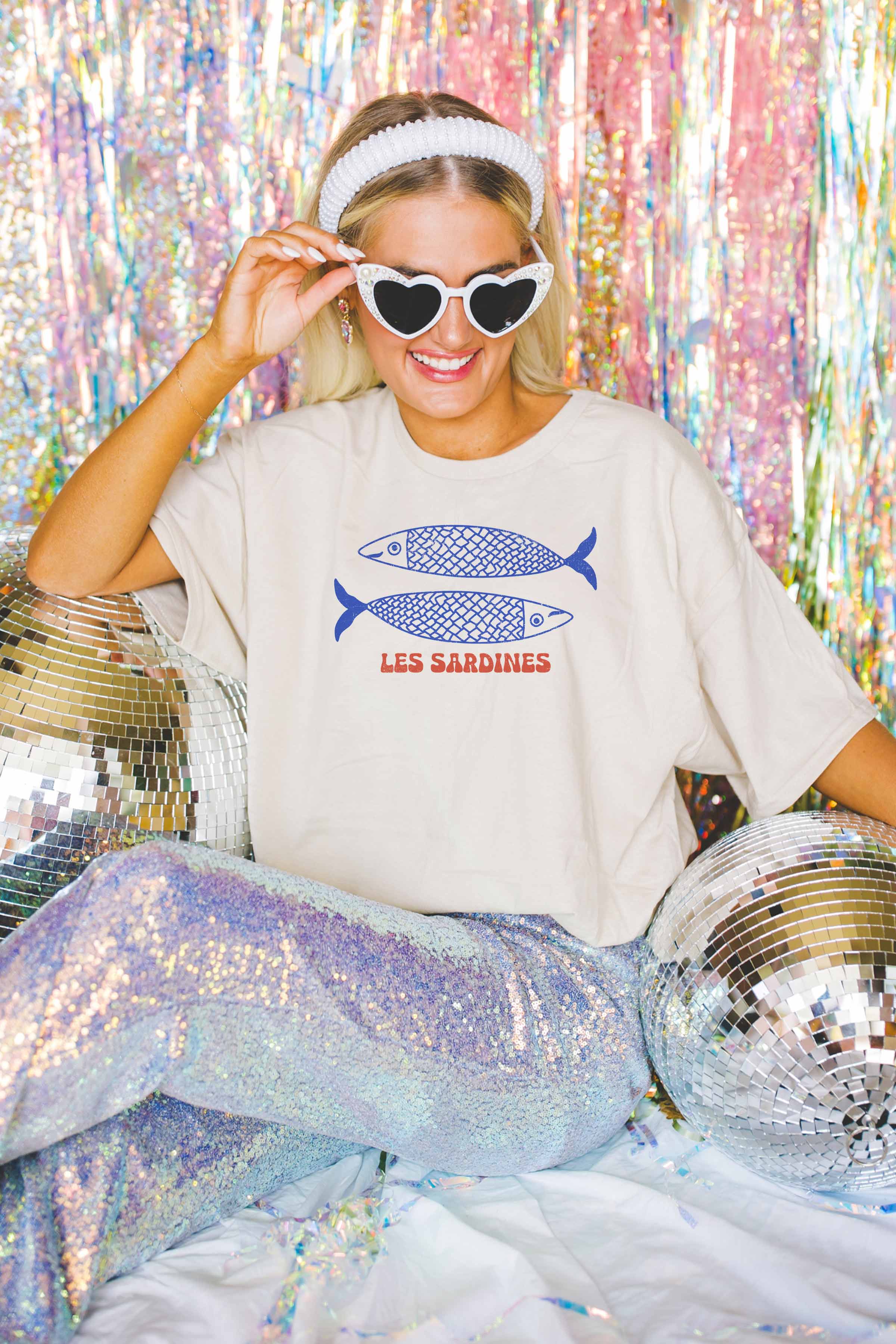 GOOD DAY STREET - Wholesale Screen Printed T-Shirt - Women's - [G1855X-OTS]-LES SARDINES OVERSIZED TEE1