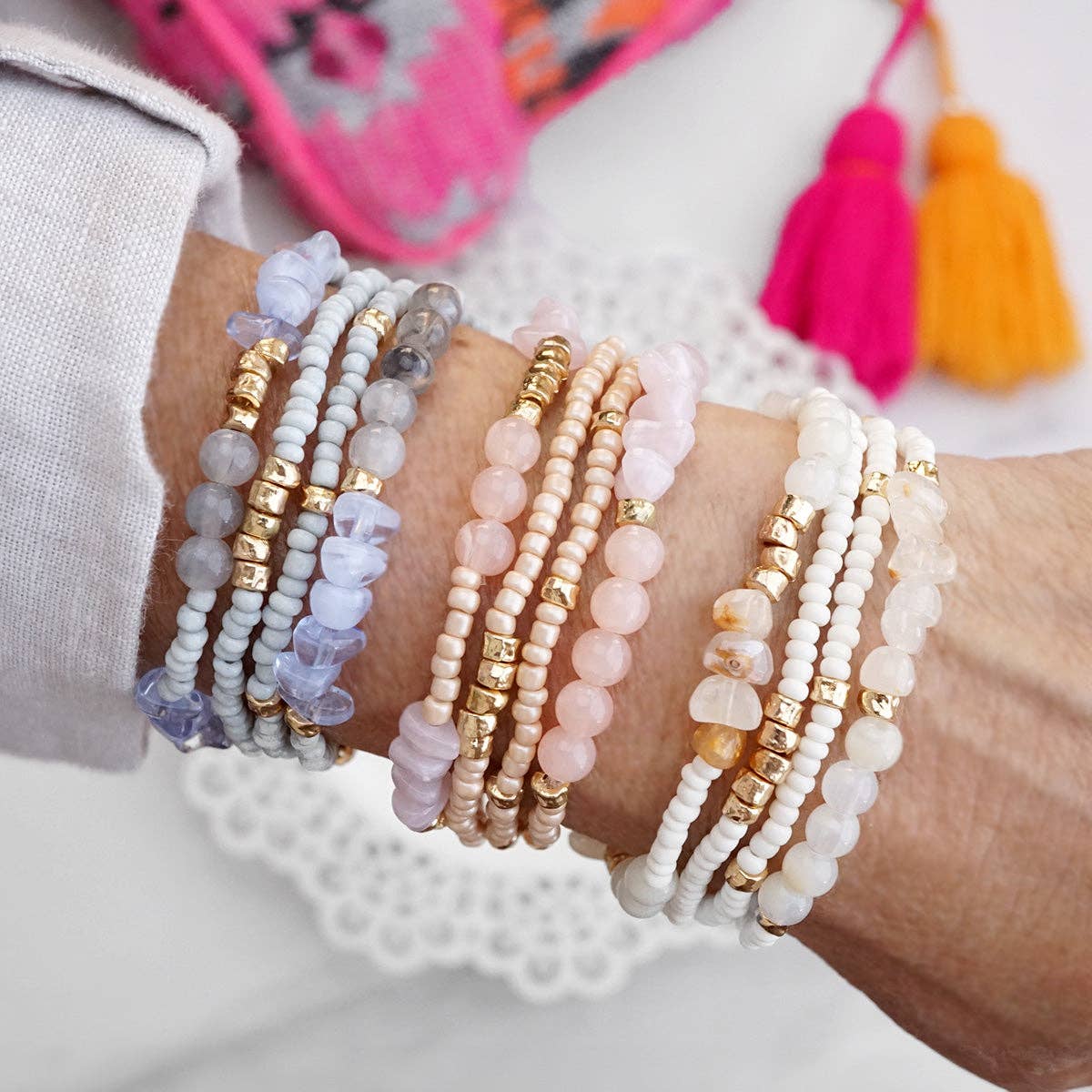 PennyLine inc - Wholesale Jewelry Set - Sunwashed Layers – Dainty Beaded Bracelet Set (4pc)8
