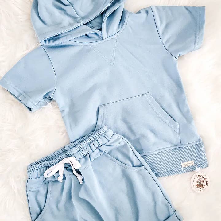 Spring 2026 - Boys 2 PC Set - Summer Short Set - Blue for wholesale by Rufflеѕ & Bоwtіеѕ - Affordable Boys & Girls Clothing