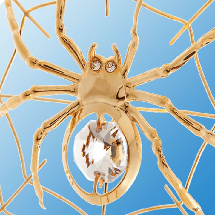 Matashi - Vente Objets de décoration - Araignée en cristal plaqué or Matashi sur toile d'araignée1
