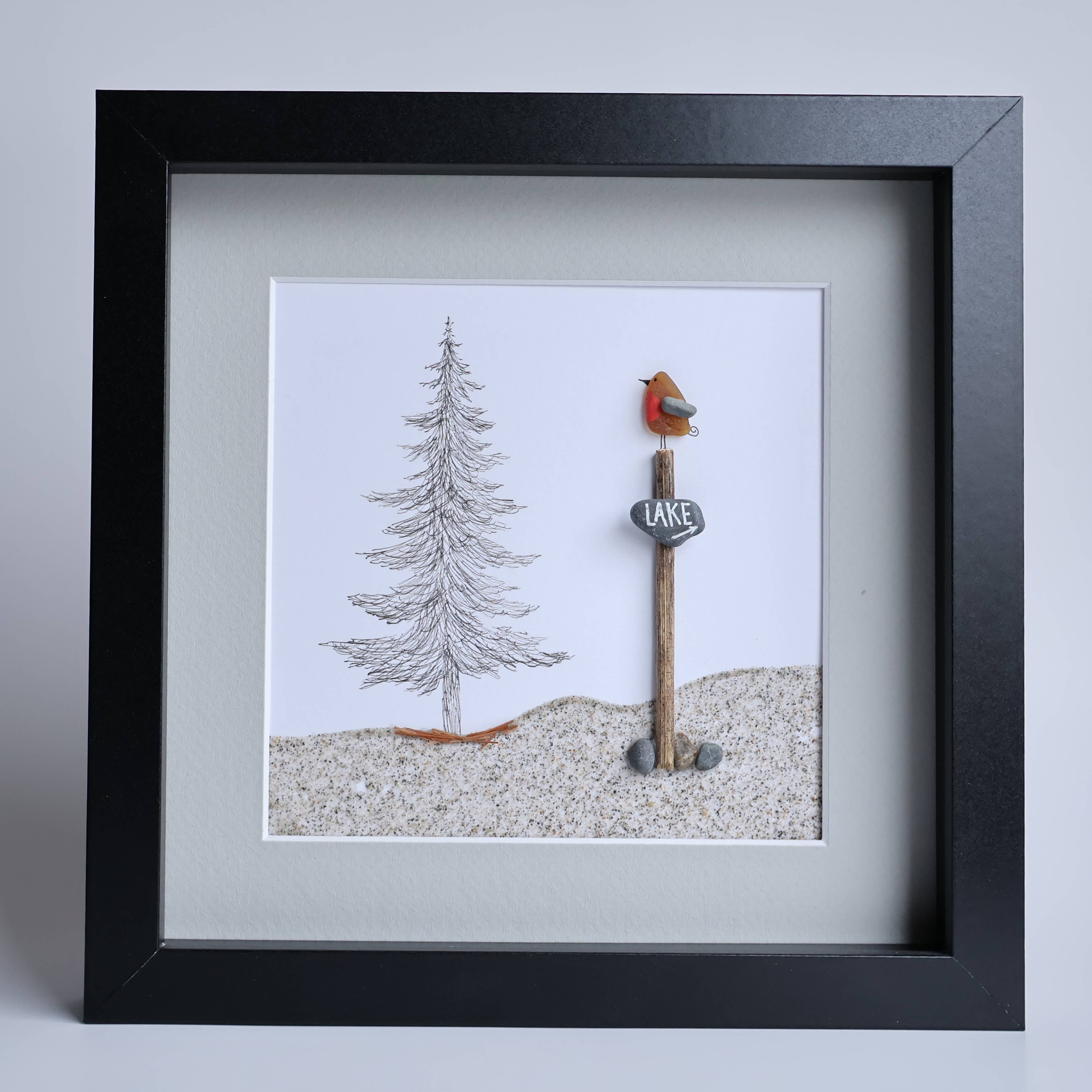 Driftsea Creations - Wholesale Sign - Sea Glass Robin on a Lake Signpost3