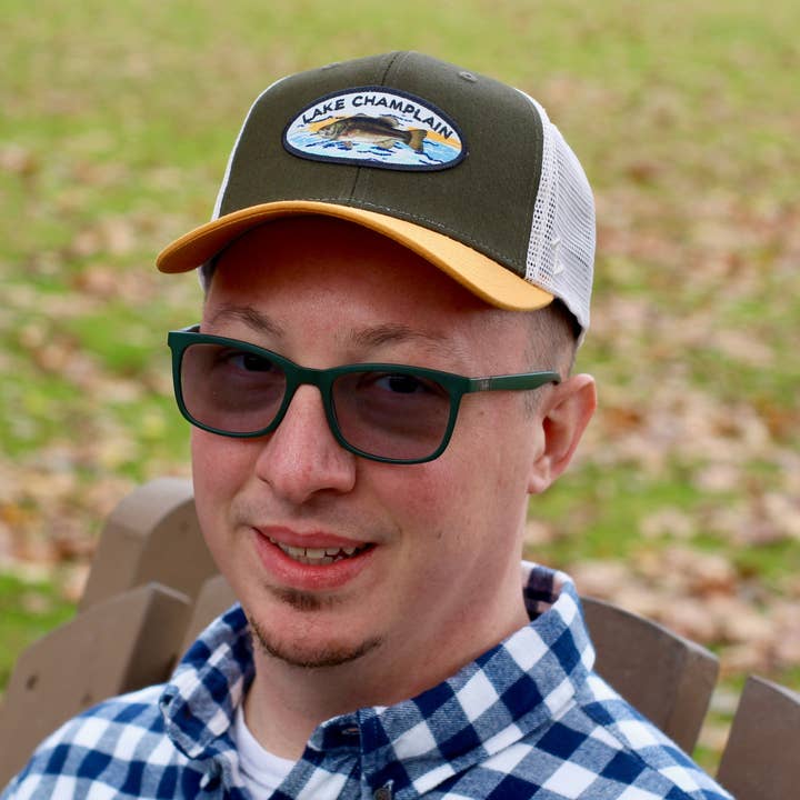 Just Wandering Co. - Wholesale Trucker Hat - Unisex - Lake Champlain Bass Hat | Zephar Trucker | Fishing Gifts | Vermont | New York | Lake Life | Outdoors Hat2