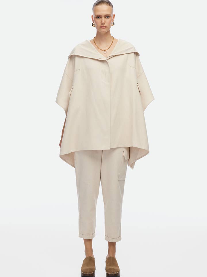 Poncho a Spina di Pesce con Cappuccio in Cotone 100% per la vendita all'ingrosso da parte di Fulmarix