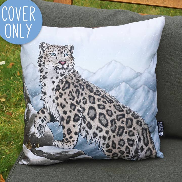 Snow Leopard Cushion Cover Only for wholesale by Lyndsey Green Illustration