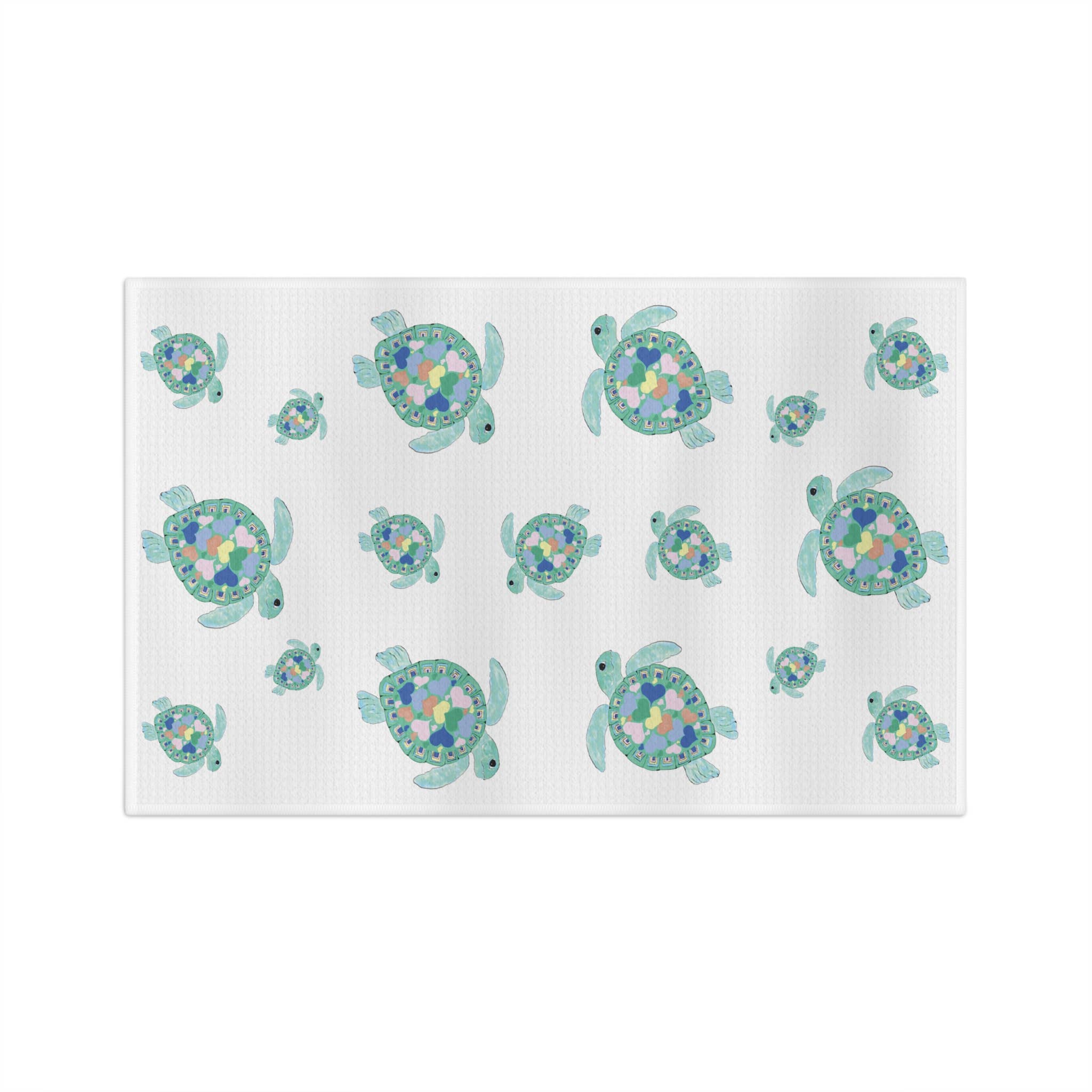 Blue Cava - Wholesale Tea Towel - “Love” Sea Turtles Microfiber Waffle Towel1