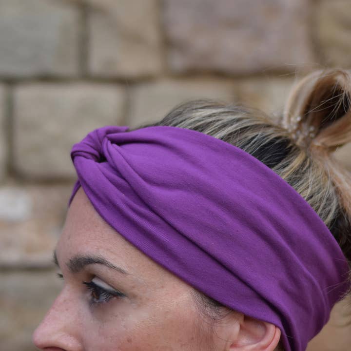 Petitama - Vendita all'ingrosso Fascia per capelli - Donna - Fascia per capelli turbante viola per donna, ampia sciarpa1