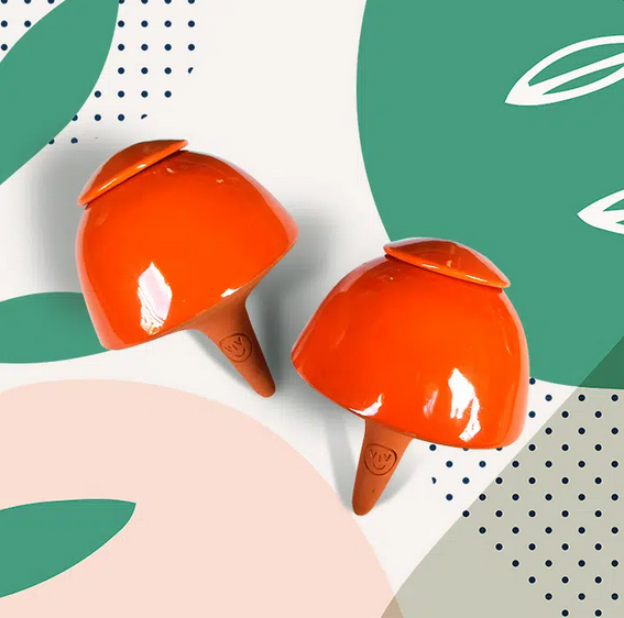 LE VIVANT - Venta al por mayor Macetas - Set de 2 reservorios de agua Papa Champi XL esmaltados y de colores0