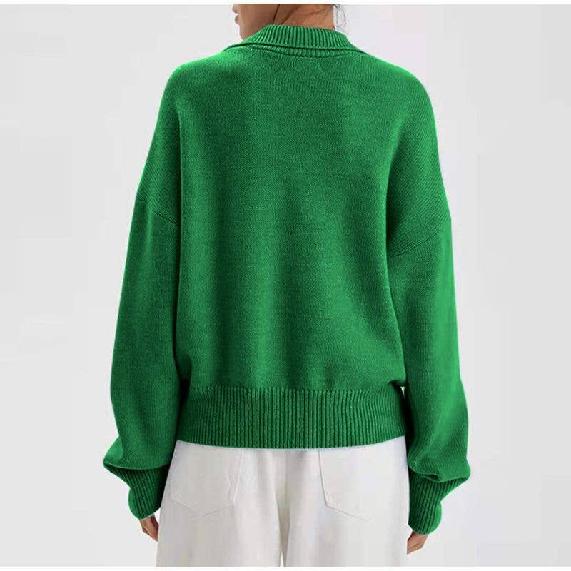 Sweetkama - Wholesale Knit Sweater - Women's - Ladies Solid Color V-Neck Knit Sweater YL23491