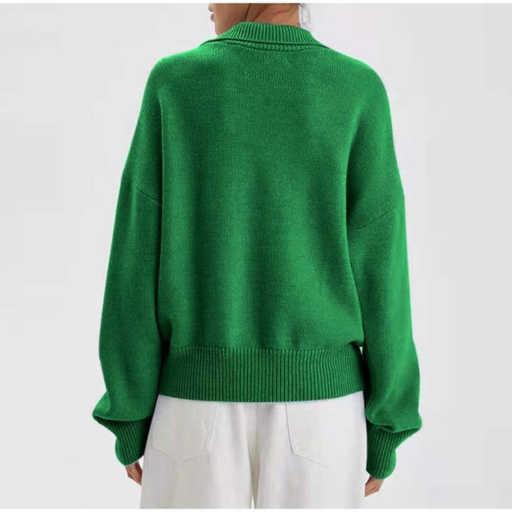 Sweetkama - Wholesale Knit Sweater - Women's - Ladies Solid Color V-Neck Knit Sweater YL23491