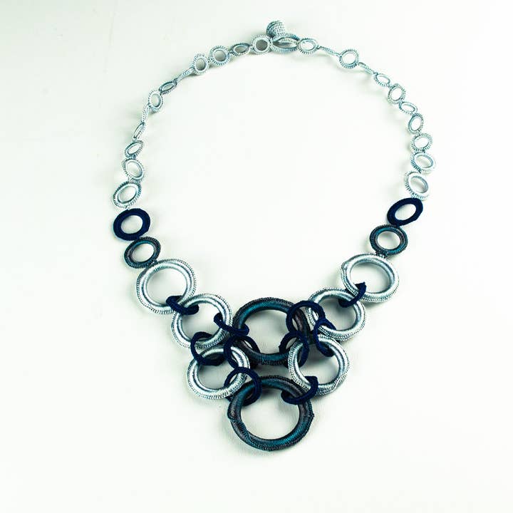 FCN075 "CAOS OF CIRCLES " Silk Necklace for wholesale by Silk Wool and Bijoux