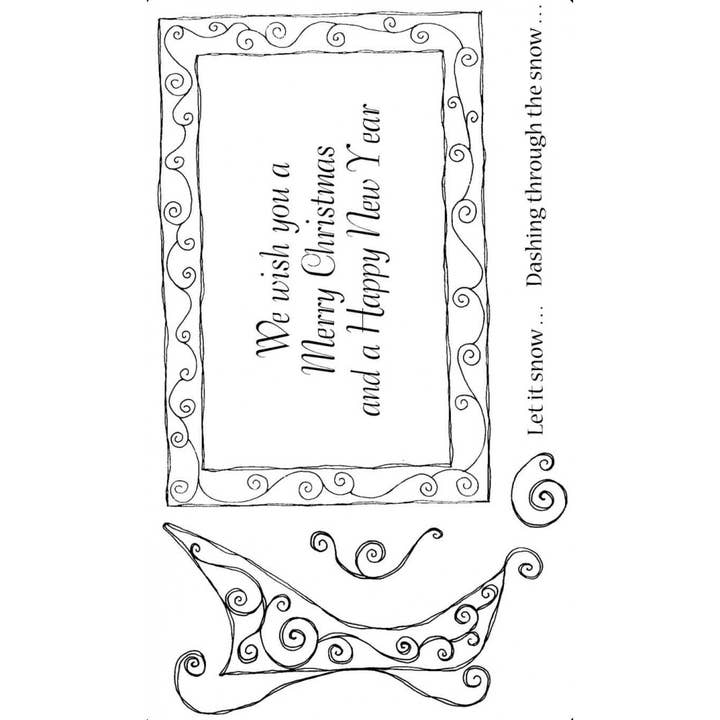 Swirly Sleigh Rubber Stamp Set for wholesale by Stamp Addicts