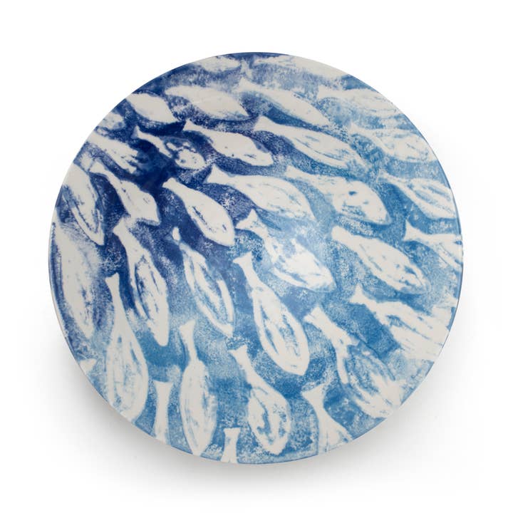 BlissHome - Wholesale Serve Bowl - Creatures Shoal Fish Salad Bowl | Blue Seaside Tableware