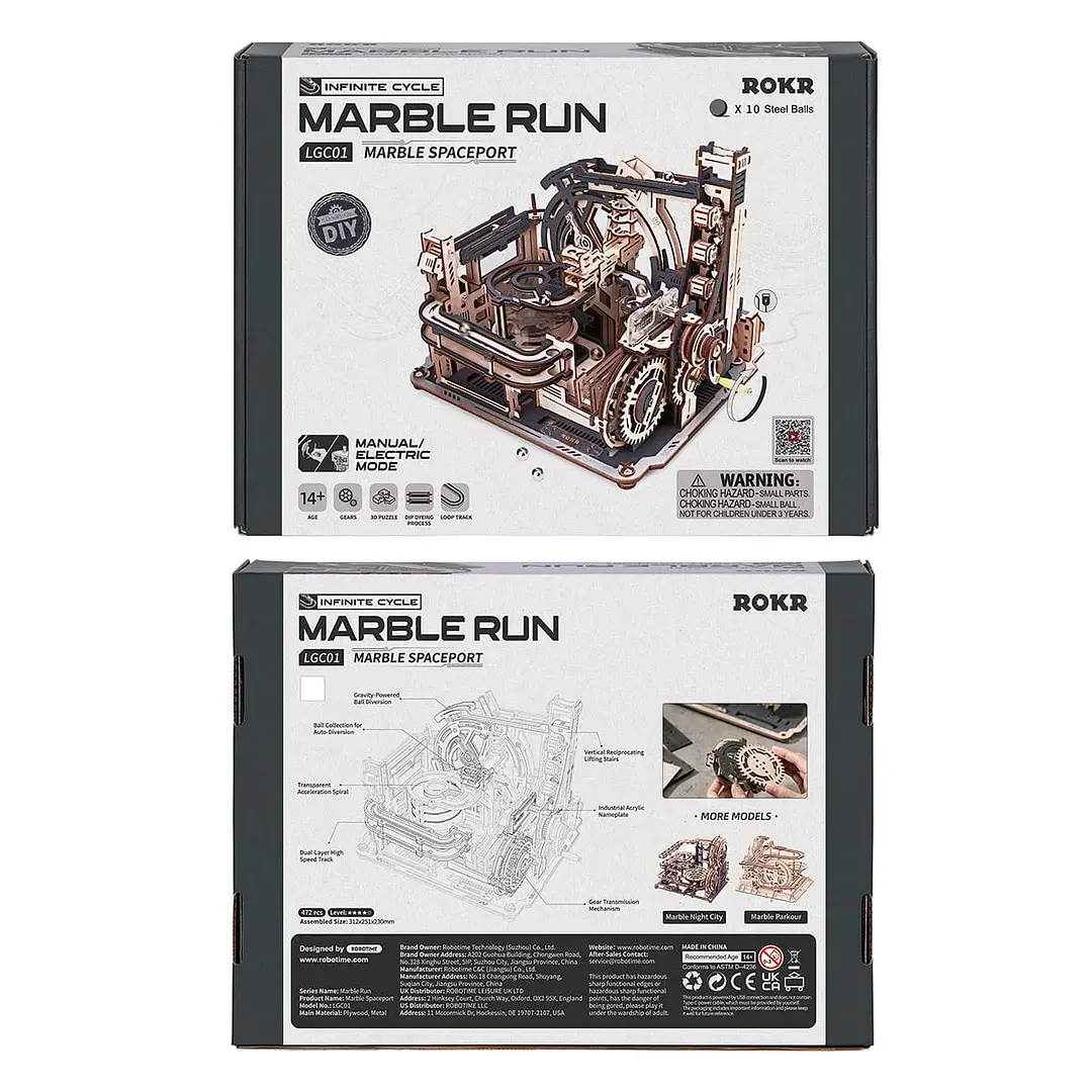Robotime - Wholesale Puzzle - Adult - LGC01 Marble Spaceport ROKR  Marble Run 3D Wooden Puzzle 4
