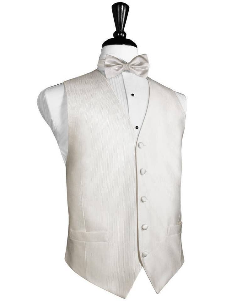 Ivory Faille Silk Tuxedo Vest for wholesale by Cardi International