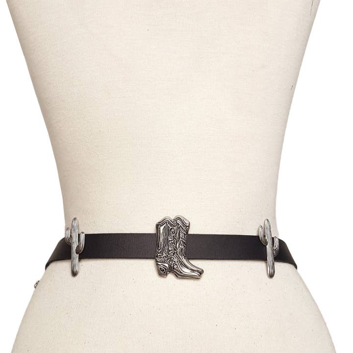 Axesoria West - Wholesale Belt - Women's - Western Boot and Cactus Concho Belt in Genuine Leather 2