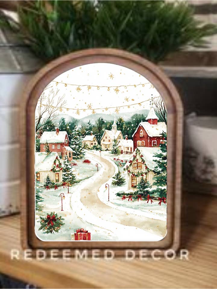 Bågeformad Julby Inramad Konst för wholesale av Redeemed Decor