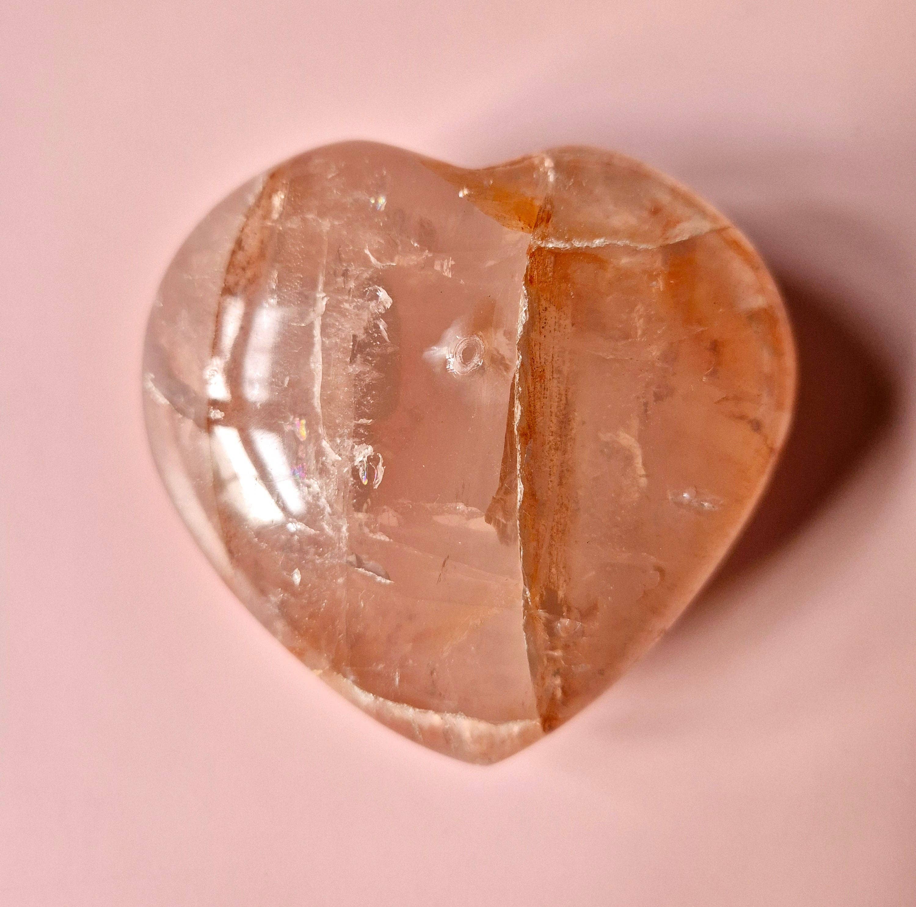 Moonlight Gemstones - Venta al por mayor Piedras/cristales espirituales - Corazones grandes de cuarzo fuego con piedra preciosa (El regalo perfecto para San Valentín) Cuarzo hematóide24