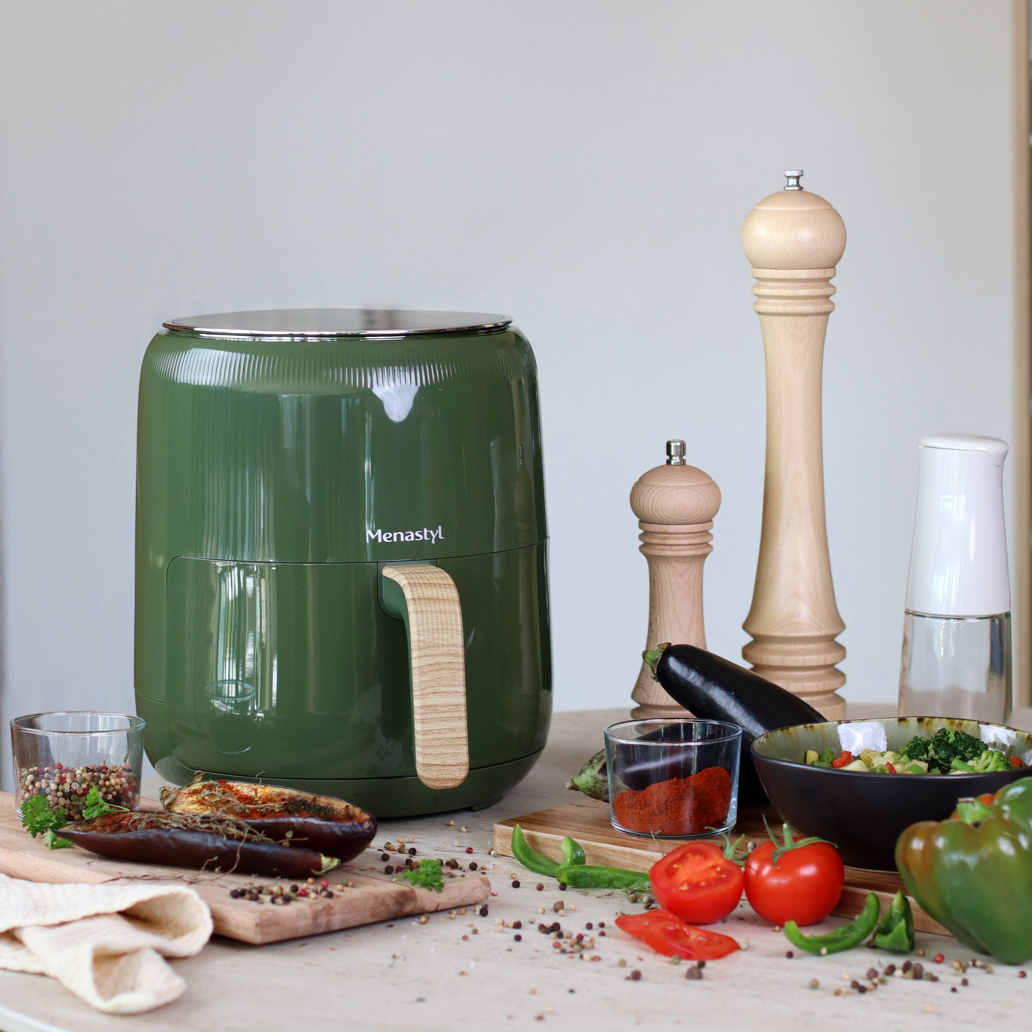 Menastyl - Wholesale Kitchen Appliance - Oil-free fryer 4.5l colorama olive wood effect handle3