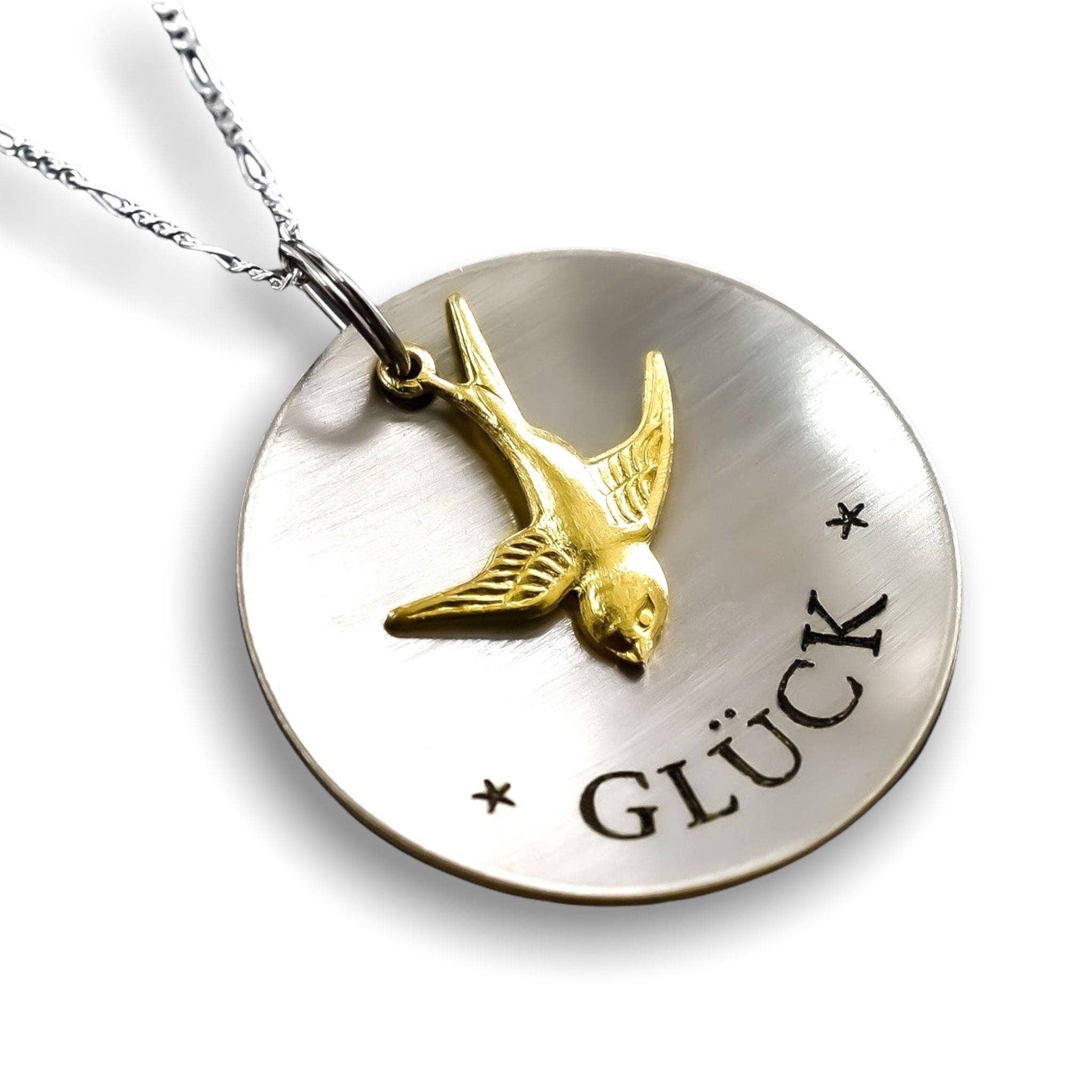 MadamLili - Wholesale Pendant/Charm Necklace - Lucky Charm Golden Swallow Engraved Necklace - 925 Sterli7