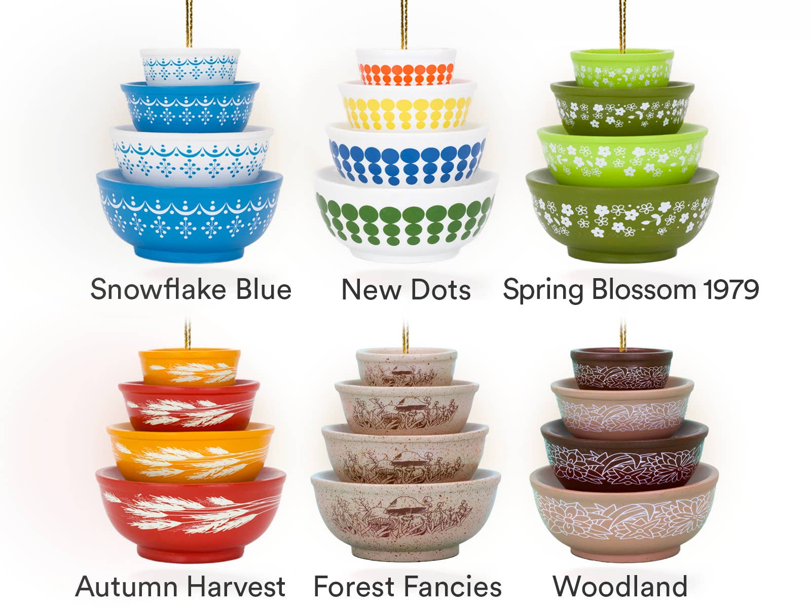 Twinkltoast - Vente Objets de décoration - Ornement de Bol Inspiré de Mini Pyrex | Décor de Noël Rétro19