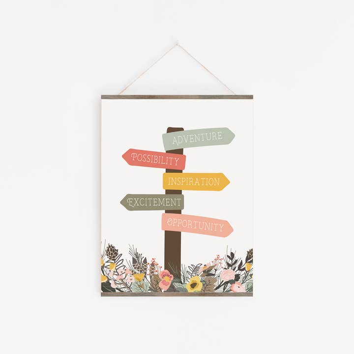 Flip The Script Studios - Wholesale Art Print - Floral Fields Signpost Art Print1