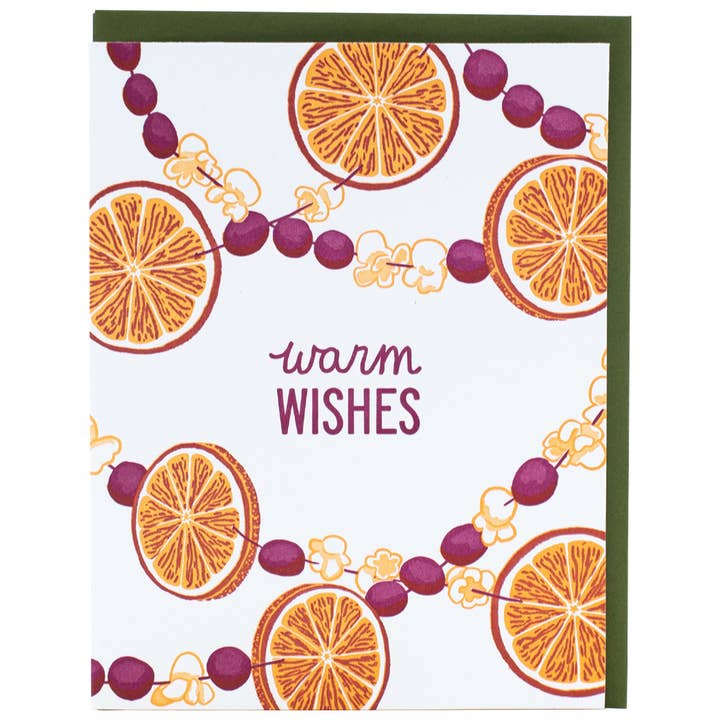 Festive Orange Slice Garland Holiday Card for wholesale by Smudge Ink