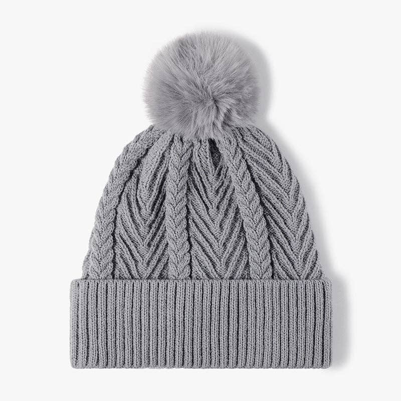 Dipped Shop – Gorro - Mulher por atacado – Gorro Pom de Malha de Cor Sólida Twist DPKB029012