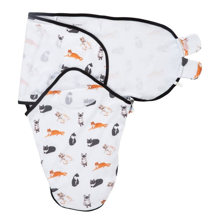 Purr-fectly Adorable Baby Sleep Swaddle, 100% Organic Cotton for wholesale by LollyBanks