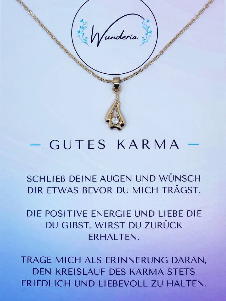 Collier Good Karma Wish avec message positif pour la vente par Wunderia