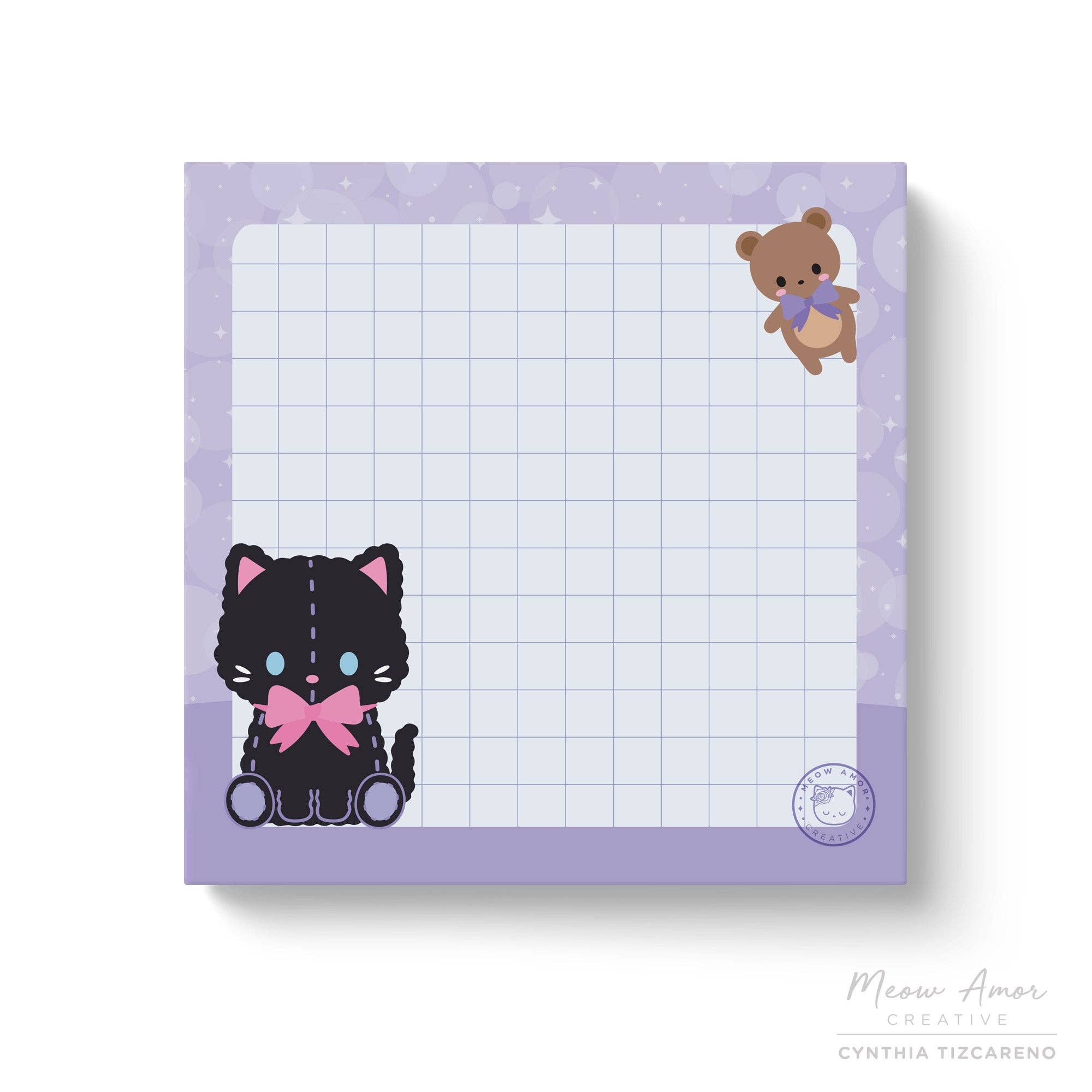 Meow Amor Creative - Wholesale Sticky Notes - Black Cat Plushie Sticky Notes