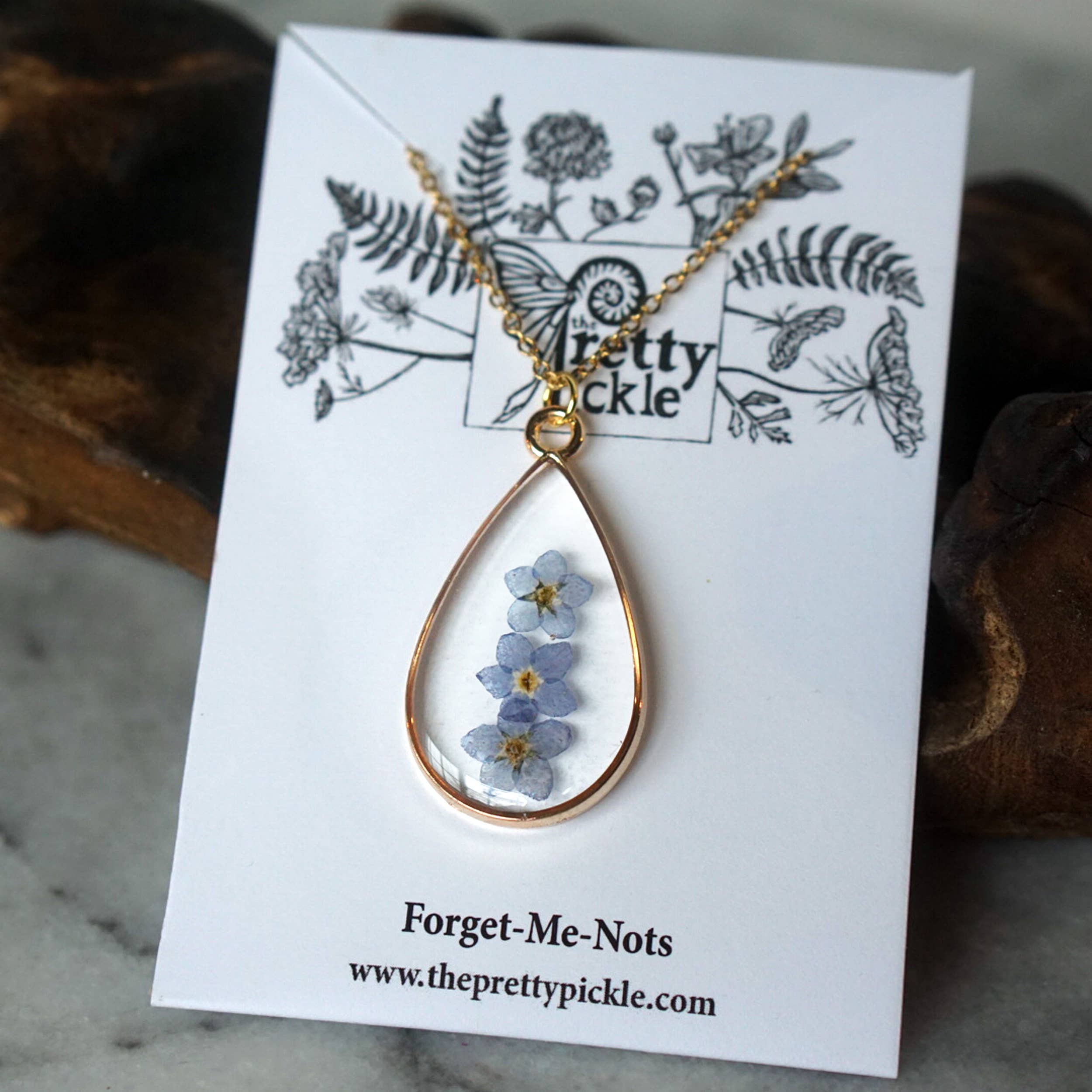 The Pretty Pickle - Wholesale Pendant/Charm Necklace - Forget Me Not Flower Necklace- Gold Plated7