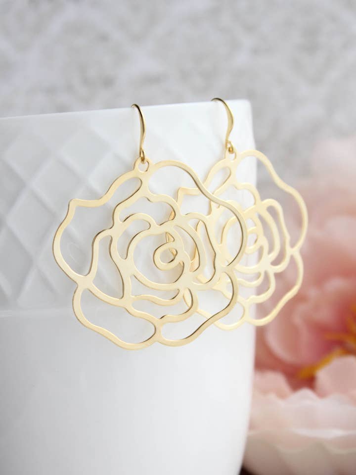 Rose Filigree Earrings for wholesale by A Pocket of Posies