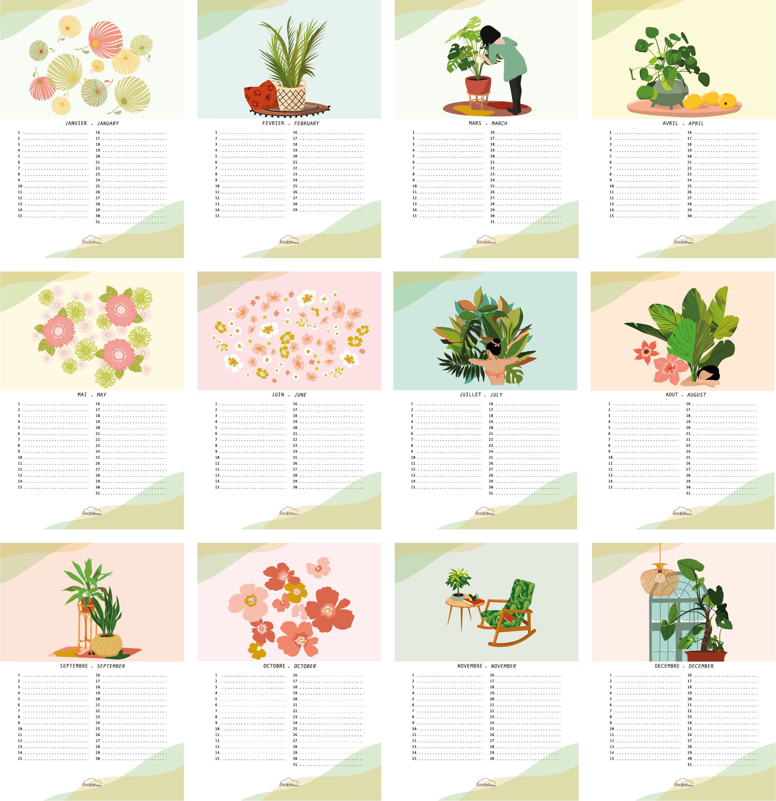 AKABE PARIS – Engroshandel Kalender – Evighedskalender med planter og blomster6