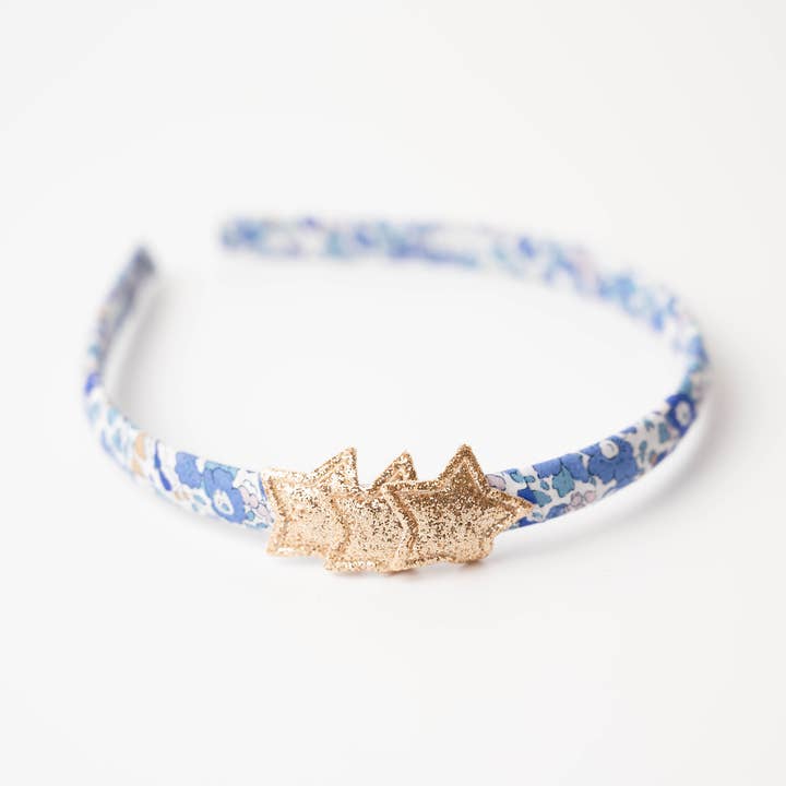 Liberty Betsy Ann plumbago headbands for wholesale by Le Petit Lien de Paris