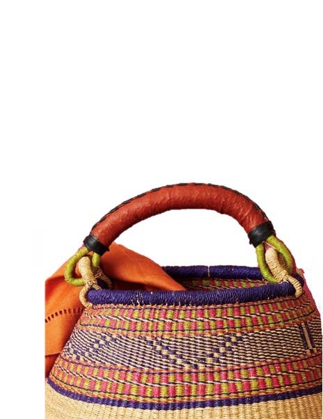 The African Home Goods - Wholesale Basket - Ghana Pot Basket Purple & Earth tone - diameter: 16"-18"; de1