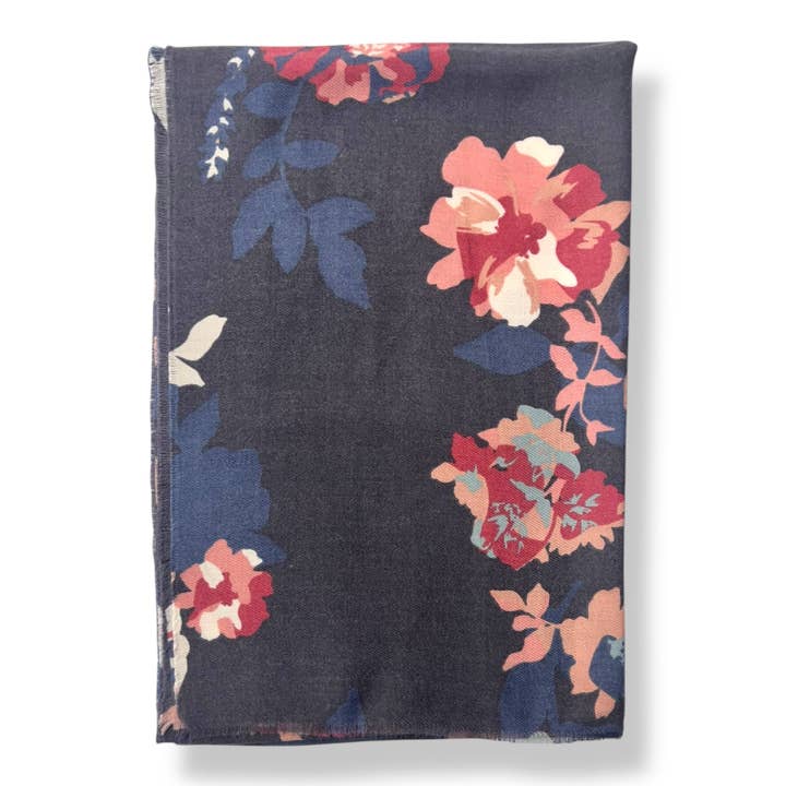 London Scarves - Wholesale Scarf - Women's - Midnight Blossom Print Scarf2