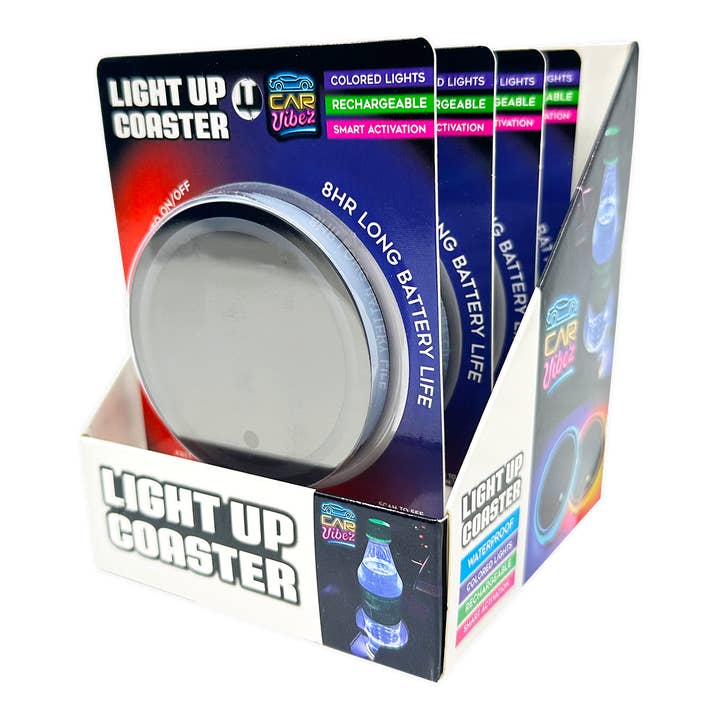 Car Vibez Mood Light LED Light-Up Coaster - 4/Display for wholesale by Novelty Brands