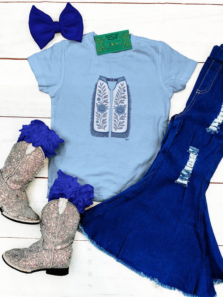 Camiseta gráfica infantil con chaparreras florales de estilo chinoiserie occidental para venta al por mayor de Flying S Company