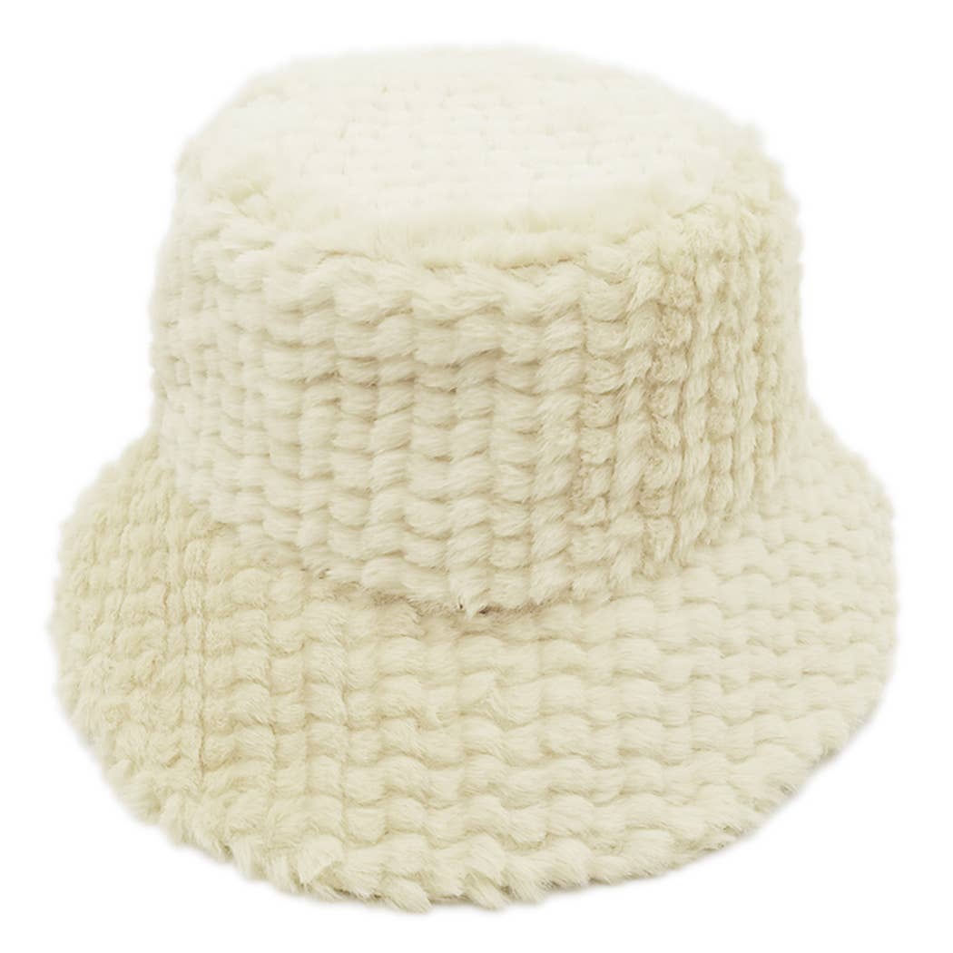Fashion City – wholesale Bucket Hat - Dam – Vinter enfärgad fuzzy päls hink hatt2