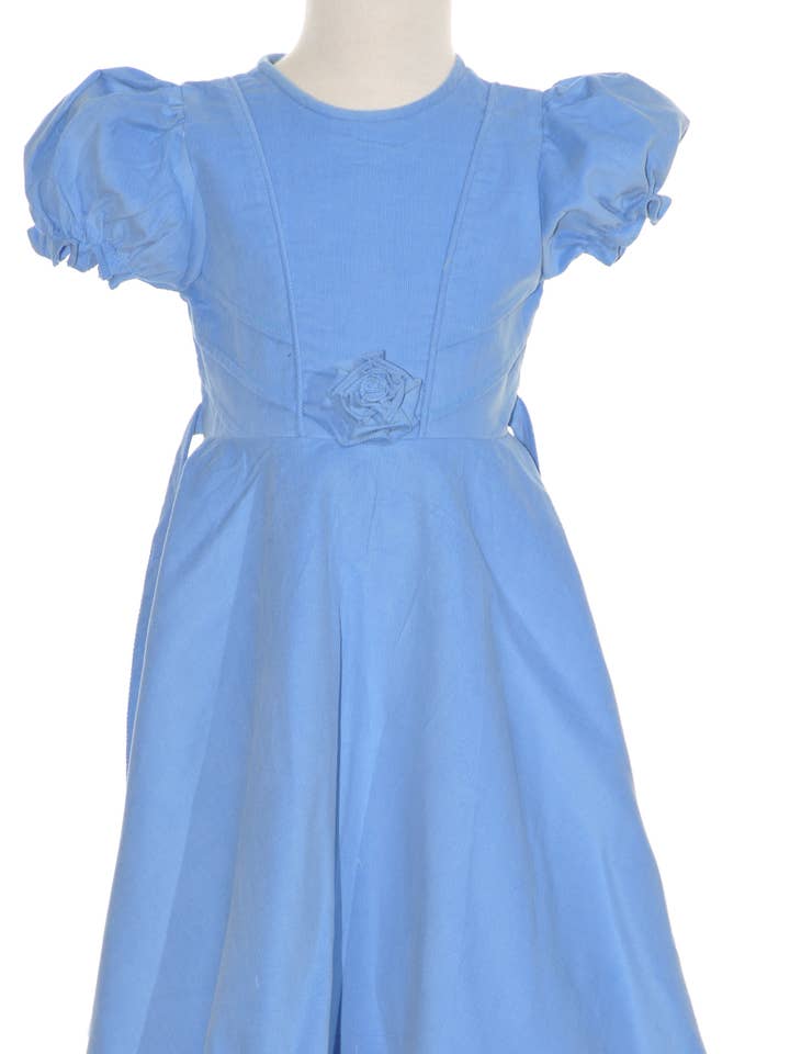 Blue Corduroy Girl Short Sleeve Dress for wholesale by Hello Bebes!