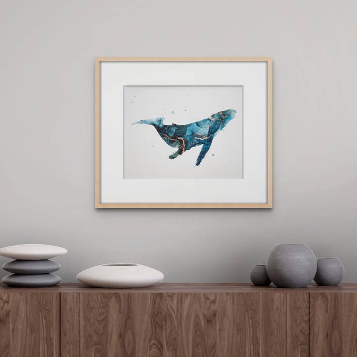 Abstract Alcohol Ink Art Humpback Whale Giclee Print for wholesale by Sarah Robison Art